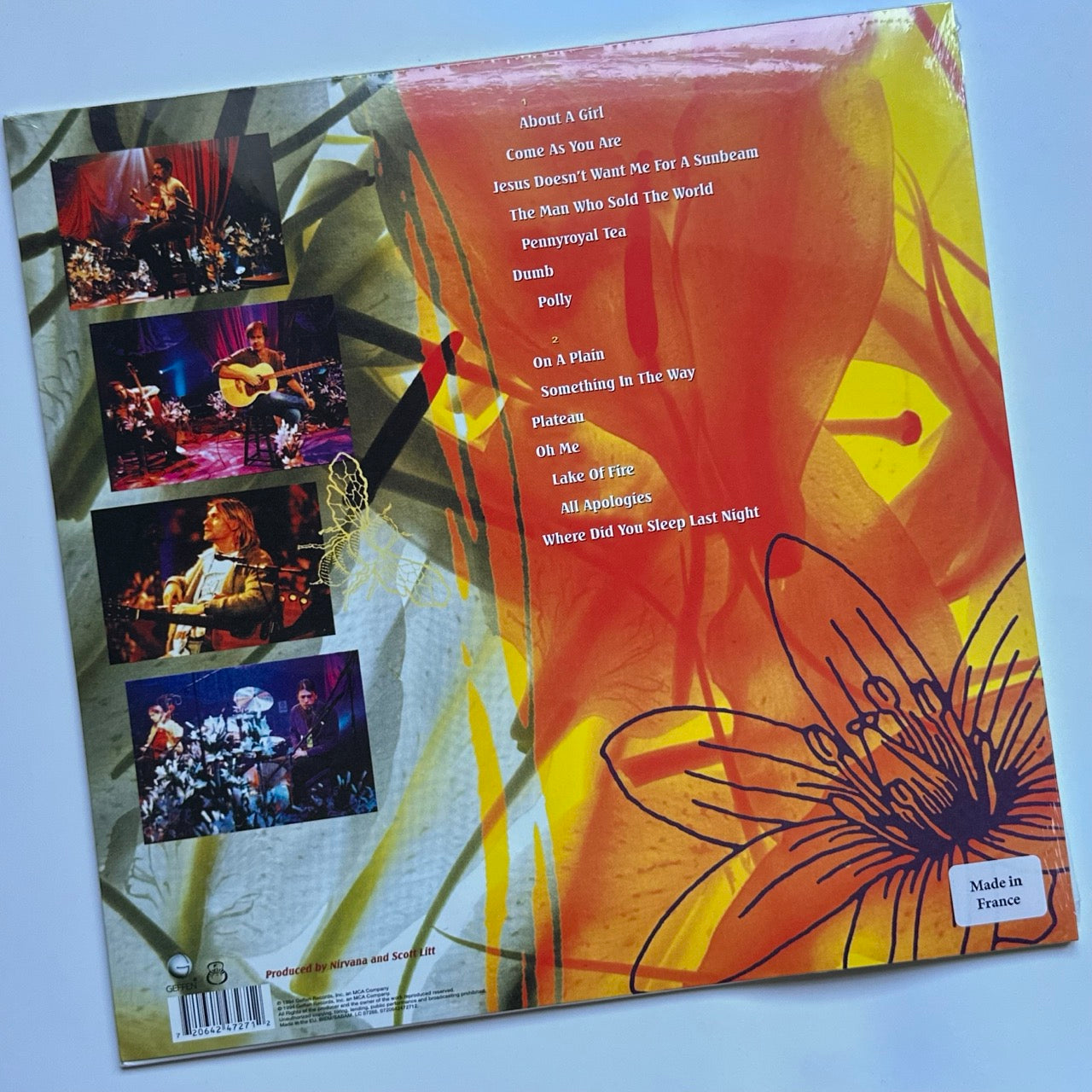 nirvana mtv unplugged back cover of vinyl