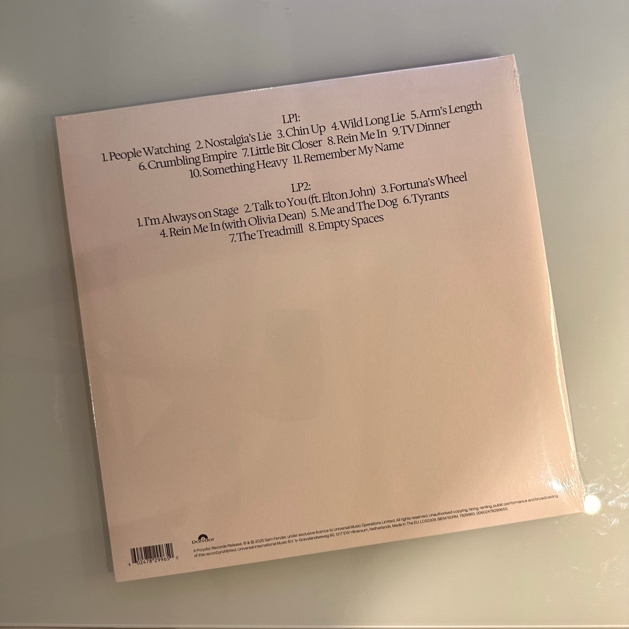 sam fender people watching deluxe back cover vinyl