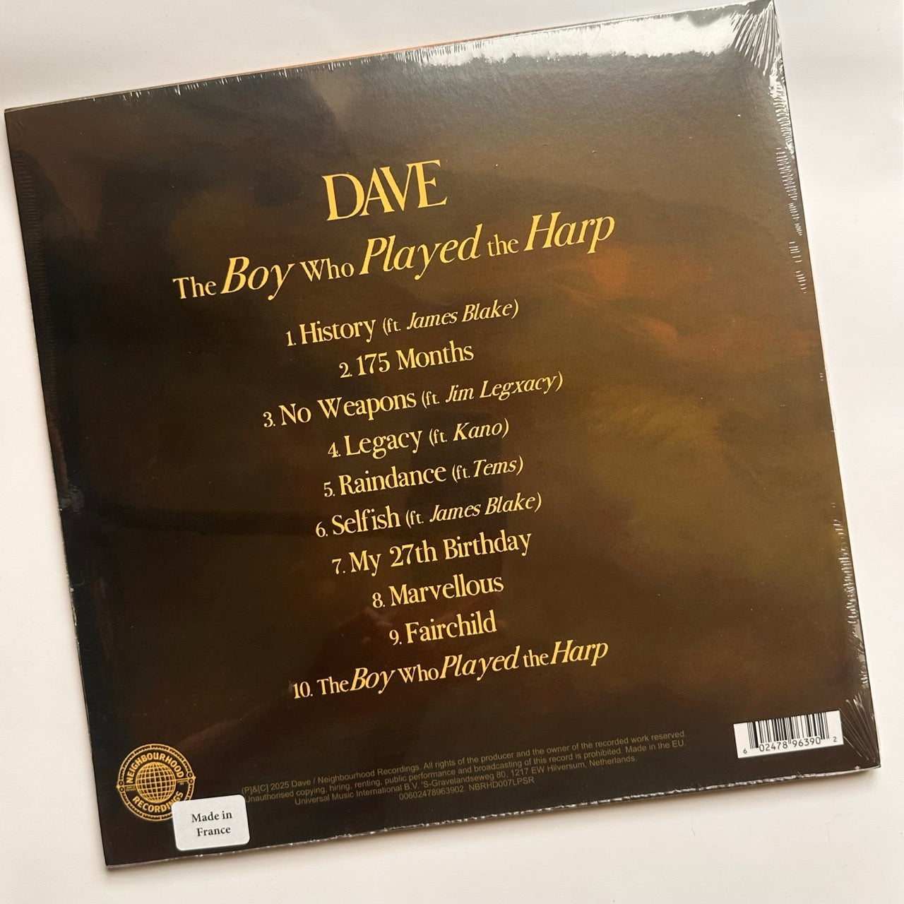 Dave the boy who played the harp record back cover