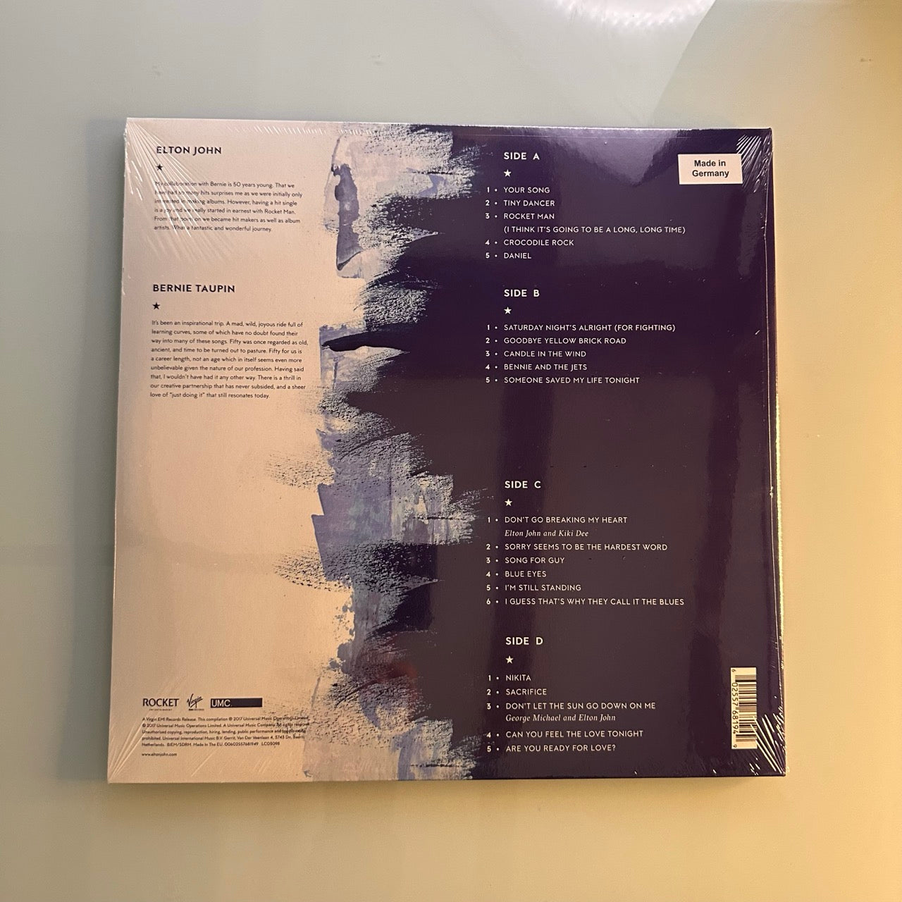 elton john diamonds vinyl back cover