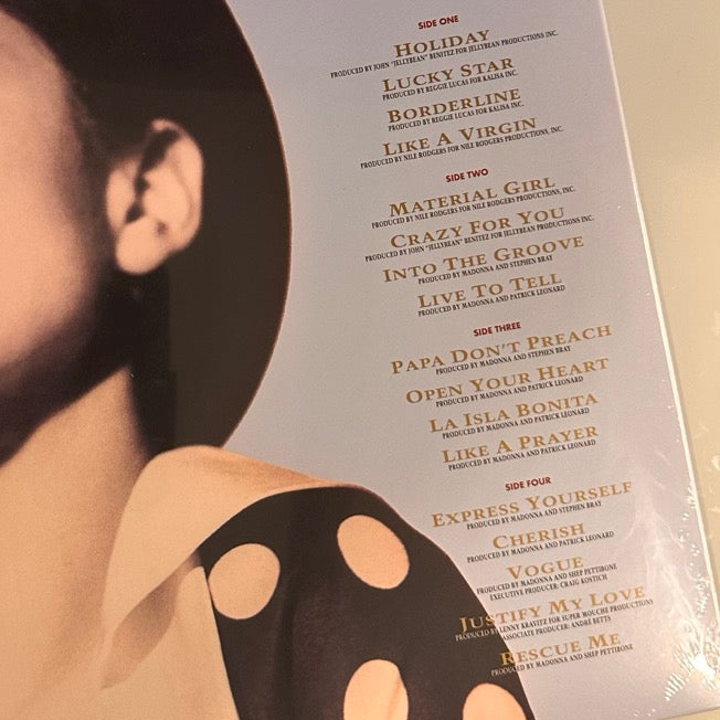 madonna immaculate collection album back cover tracklist