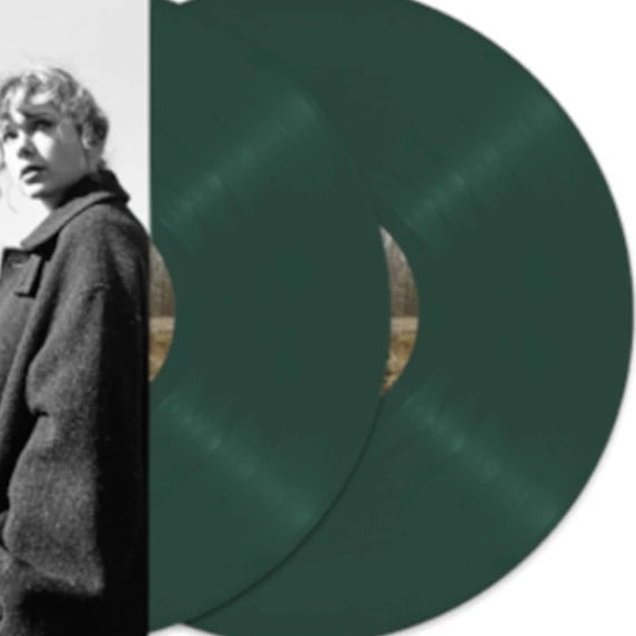 TAYLOR SWIFT - Evermore Deluxe Edition gatefold green vinyl close up