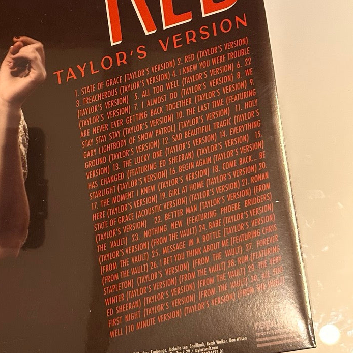 Taylor Swift - Red (Taylor's Version) 4xLP Vinyl tracklist detail