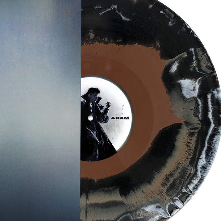 Adam Lambert - Adam, Indies Exclusive Black, White + Orange Marble Vinyl label close up 