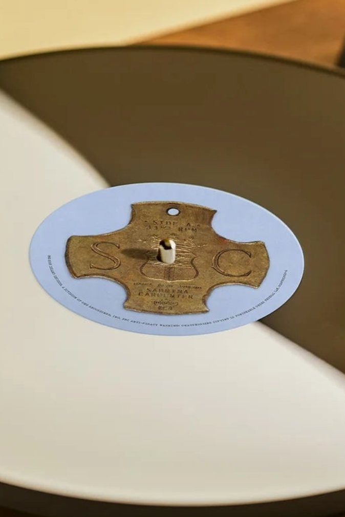 Sabrina Carpenter - Man's Best Friend, Alt Cover, Split Black And White Vinyl turntable close up 