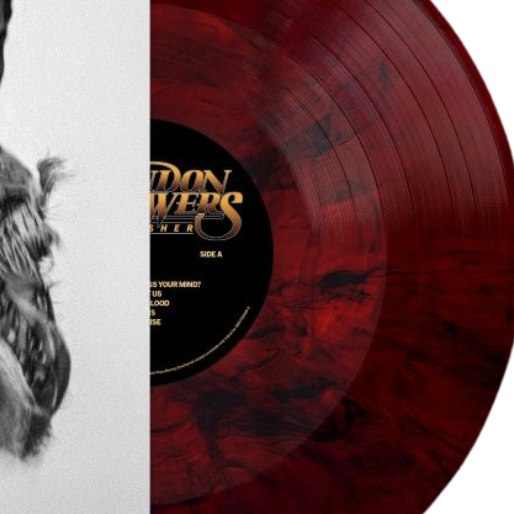 Brandon Flowers - Thrasher, Indies Exclusive red marble Vinyl label close up