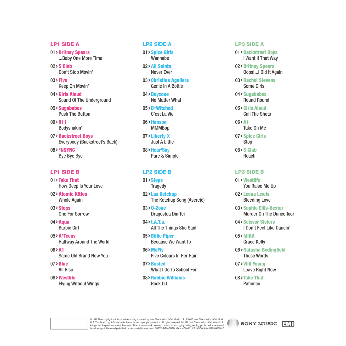 NOW That's What I Call An ERA - ONE MORE TIME: 1996-2007, 3xLP Colour Vinyl BACK 