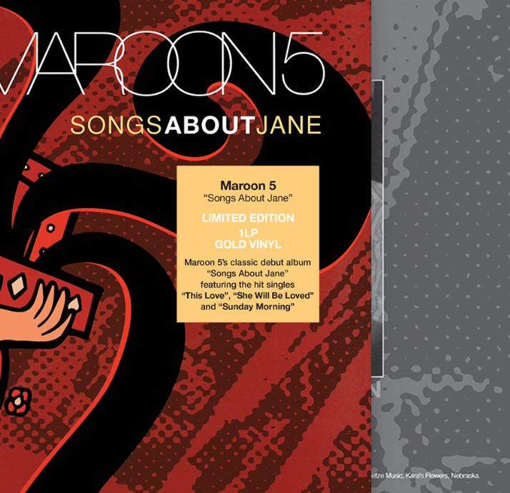 Maroon 5 - Songs About Jane, Limited Edition Gold Vinyl hype sticker