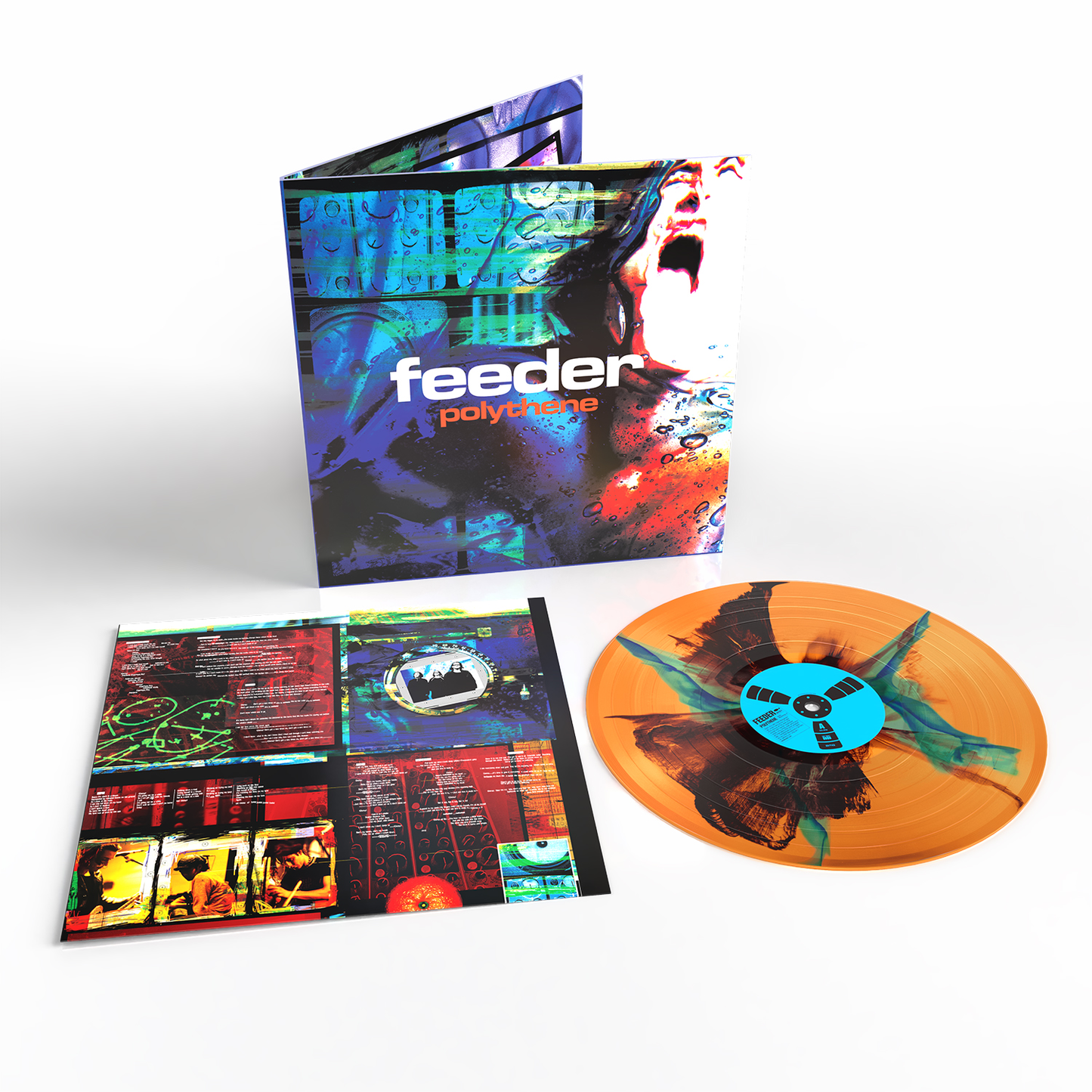 Feeder Polythene, 2026 Remaster, Vinyl, Transparent Orange, Black & Blue Inkplosion