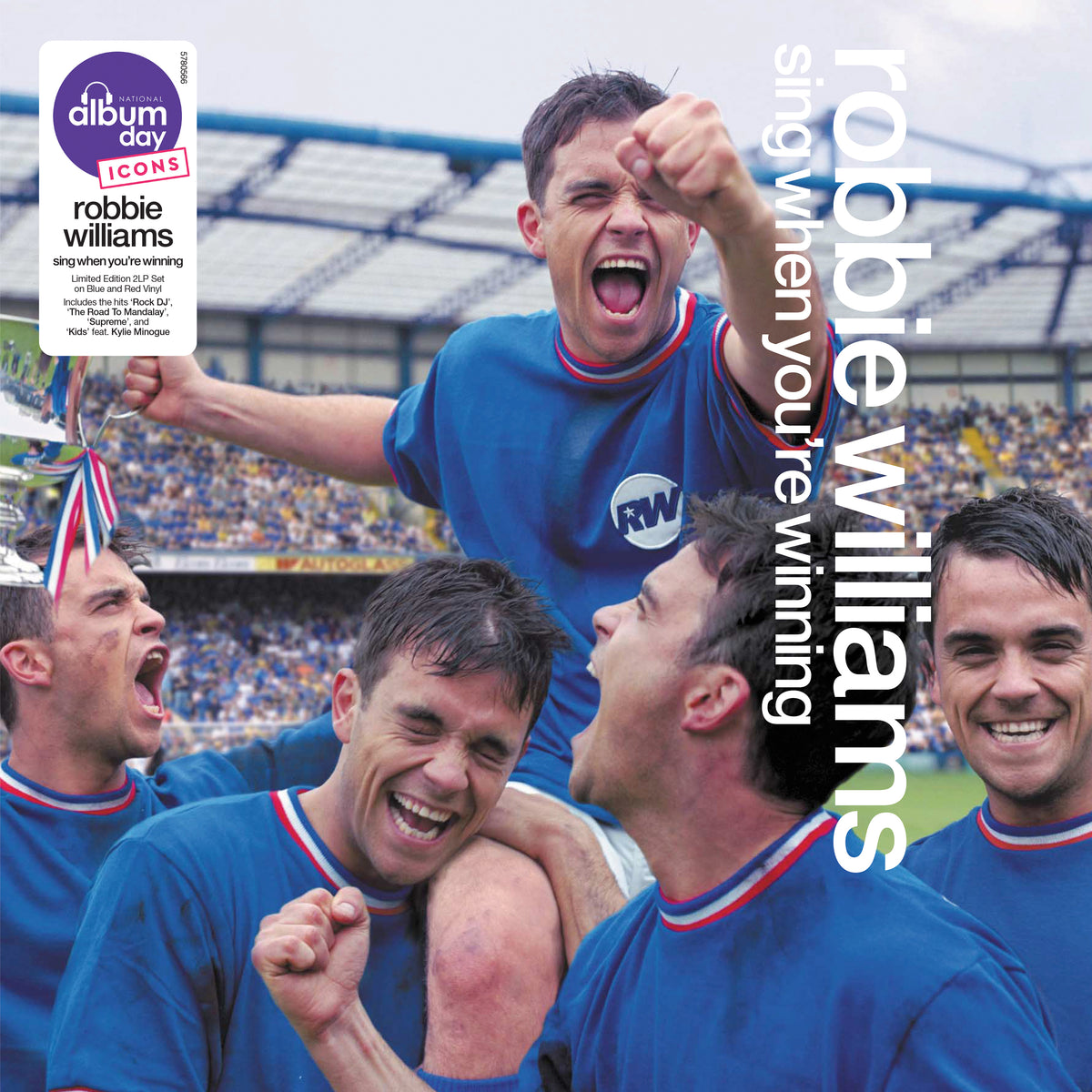 Sing When You're Winning, National Album Day 2026, 2xLP Red & Blue Vinyl, by Robbie Williams cover 