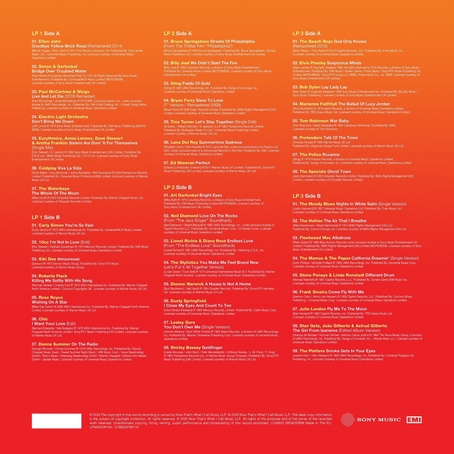 NOW THAT'S WHAT I CALL TIMELESS - The Eternal Collection, 3xLP orange vinyl *PRE-ORDER*