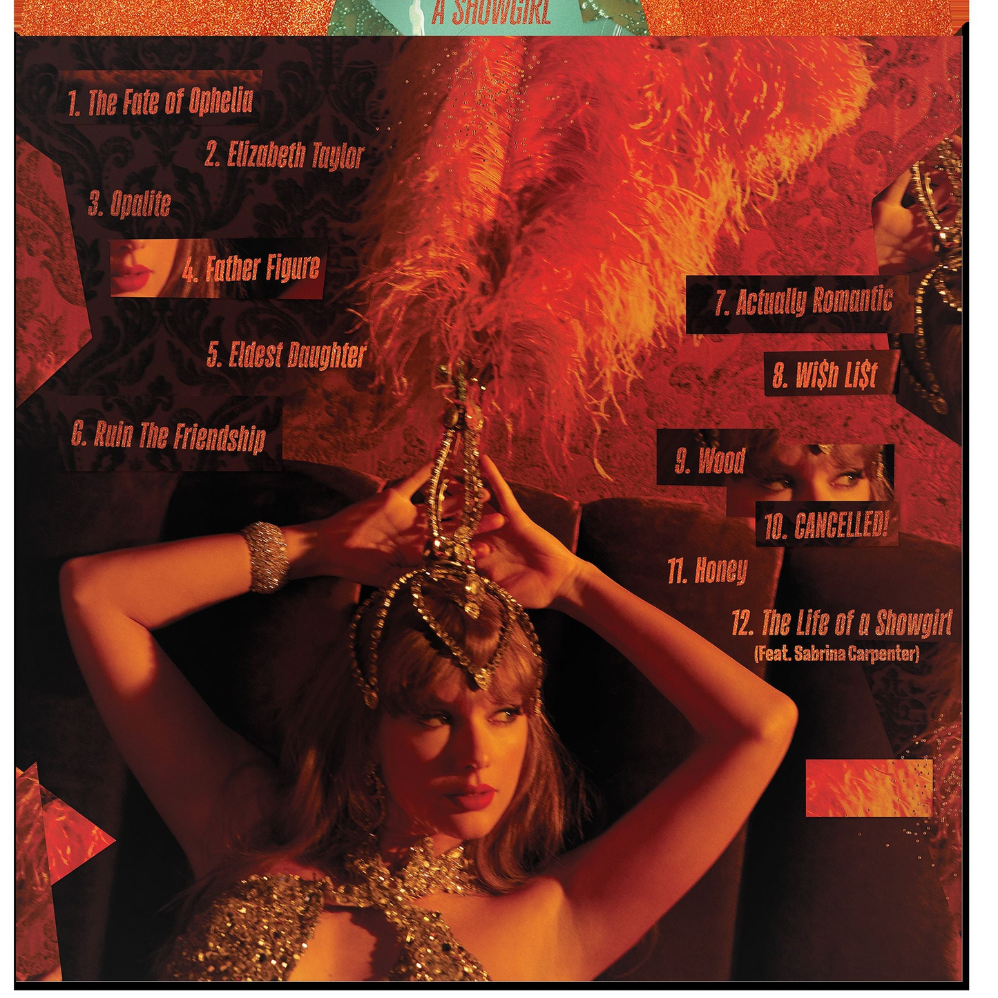 Taylor Swift - The Life Of A Showgirl, Sweat And Vanilla Perfume Portofino Orange Glitter Vinyl